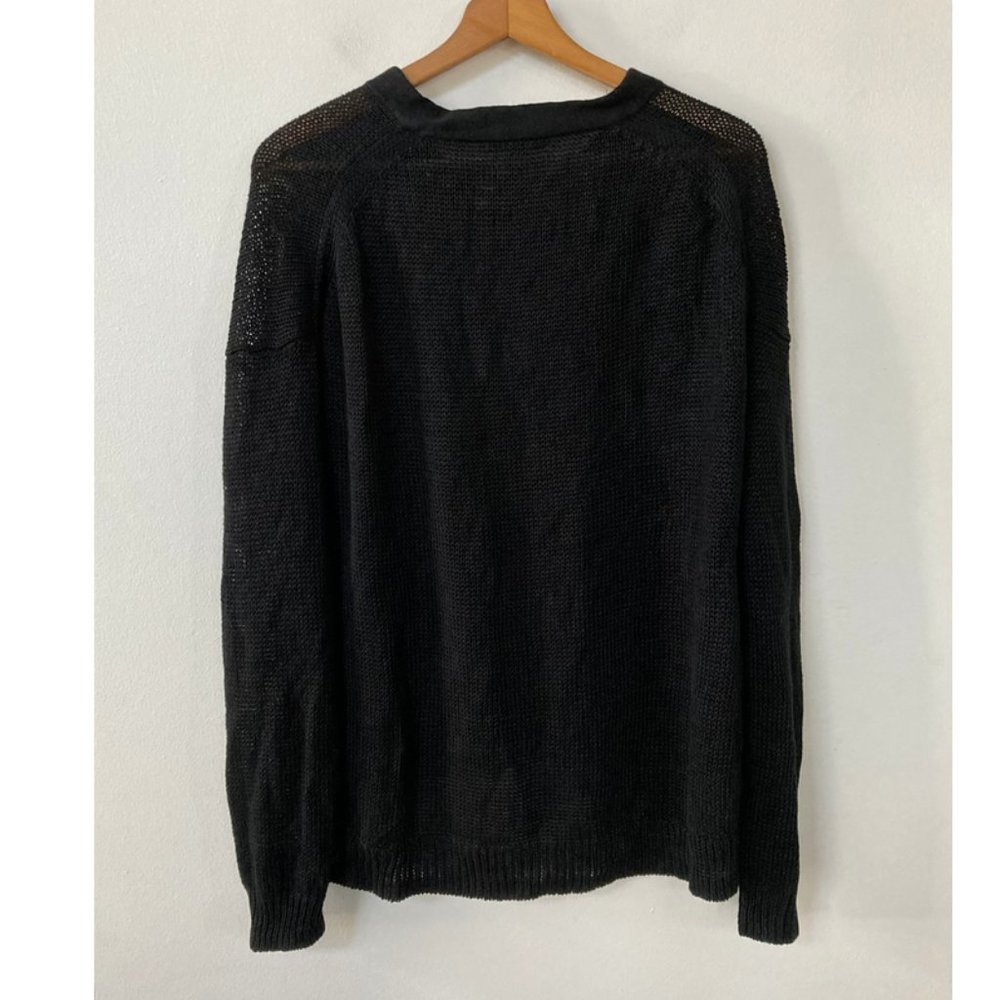 J. Crew Linen Lace Up Beach Sweater Black - Picture 3 of 6
